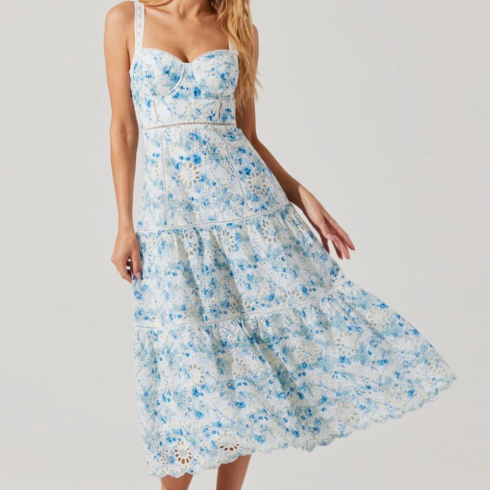 Pellagia Floral Eyelet Midi Dress